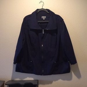 Navy Blue zippered jacket.